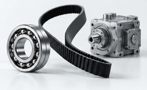 Illustration of bearings, timing belts and gearboxes